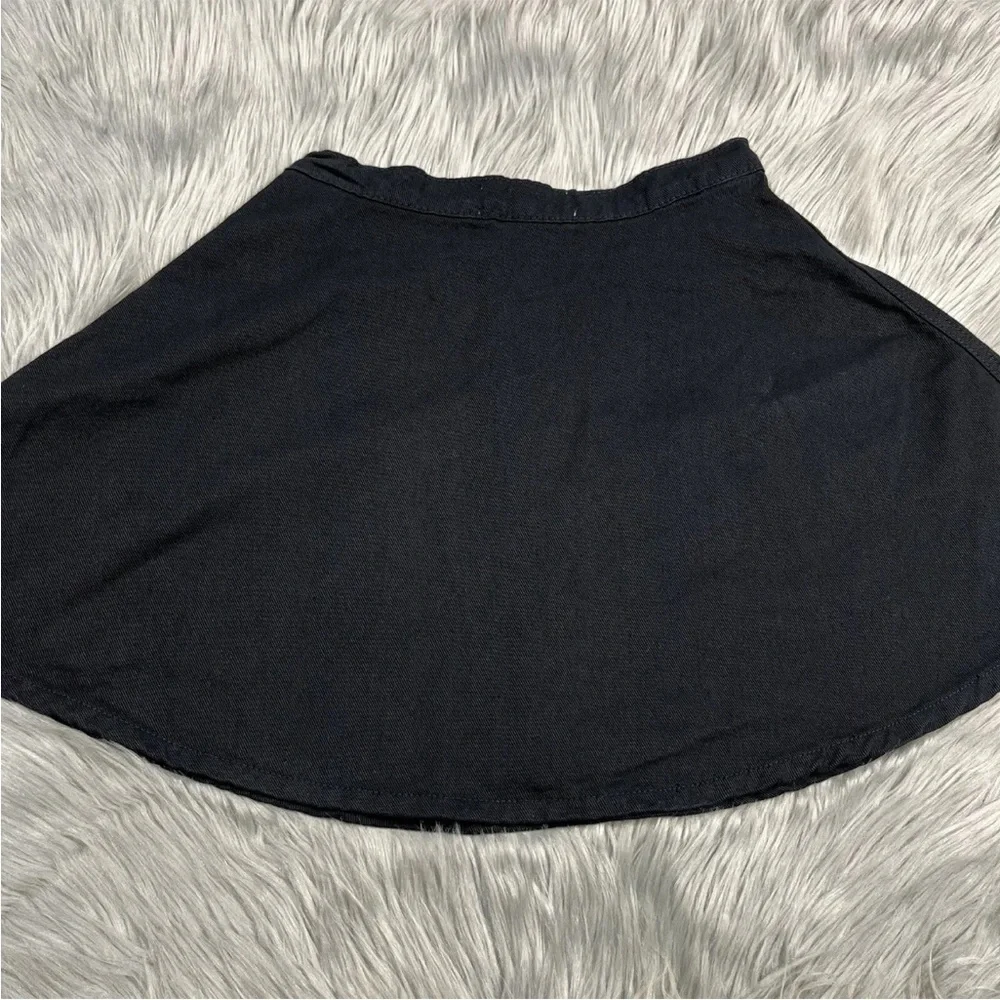 American Apparel Black Denim Mini Flare Skirt - Picture 7 of 8